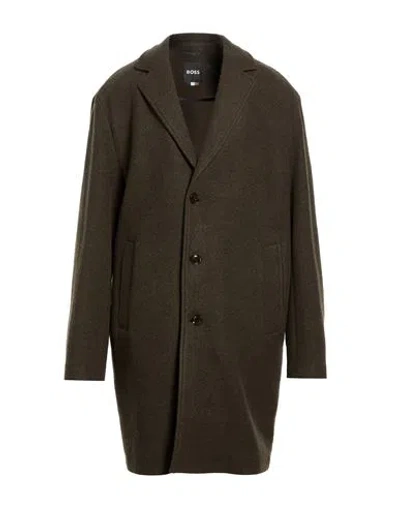 Hugo Boss Boss Man Coat Military Green Size 40 Recycled Wool, Polyamide