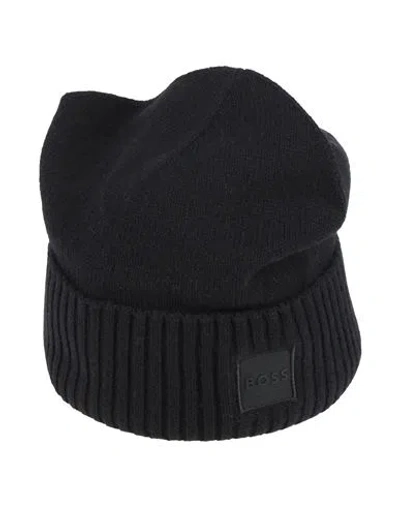 Hugo Boss Boss Man Hat Black Size Onesize Wool, Cotton, Recycled Polyamide