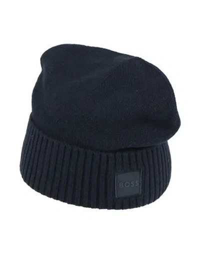 Hugo Boss Boss Man Hat Midnight Blue Size Onesize Wool, Cotton, Recycled Polyamide