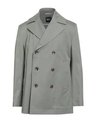 Hugo Boss Boss Man Overcoat & Trench Coat Sage Green Size 46 Cotton, Elastane