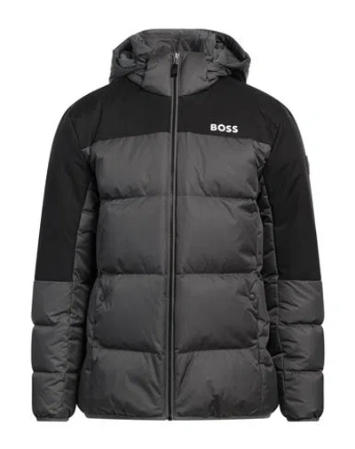 Hugo Boss Boss Man Puffer Lead Size 3xl Recycled Polyester, Polyamide, Polyurethane In Grey
