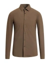 Hugo Boss Boss Man Shirt Khaki Size 15 ¾ Polyamide, Elastane In Brown