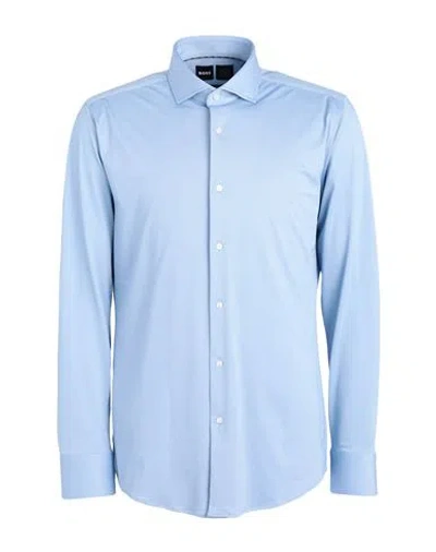 Hugo Boss Boss Man Shirt Light Blue Size 16 ½ Polyamide, Polyester, Elastane