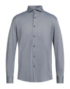Hugo Boss Boss Man Shirt Midnight Blue Size 15 ½ Polyamide, Polyester, Elastane In Gray