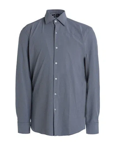 Hugo Boss Boss Man Shirt Navy Blue Size 17 ¾ Polyester, Elastane