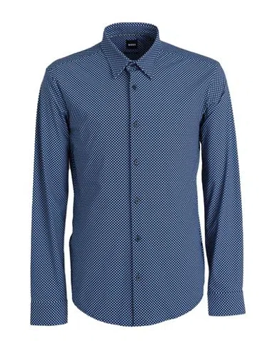 Hugo Boss Boss Man Shirt Navy Blue Size Xxl Polyamide, Elastane