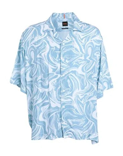 Hugo Boss Boss Man Shirt Pastel Blue Size Xl Viscose
