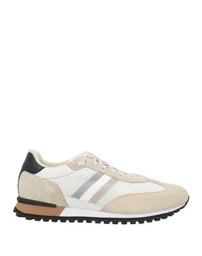 Hugo Boss Boss Man Sneakers Beige Size 8 Leather, Textile Fibers In Sand