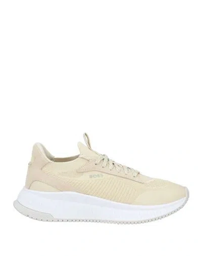 Hugo Boss Boss Man Sneakers Beige Size 9 Leather, Textile Fibers