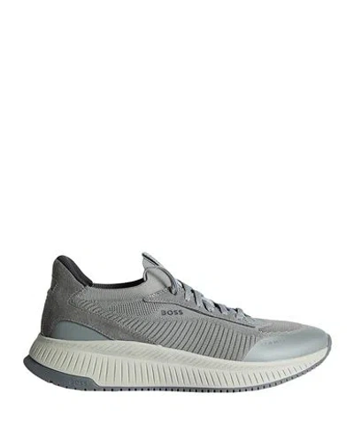 Hugo Boss Boss Man Sneakers Grey Size 7 Leather, Textile Fibers In Grey