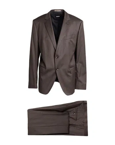 Hugo Boss Boss Man Suit Brown Size 46 Virgin Wool In Multi