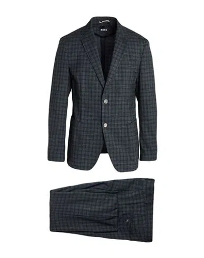 Hugo Boss Boss Man Suit Charcoal Size 44 Virgin Wool, Linen In Multi