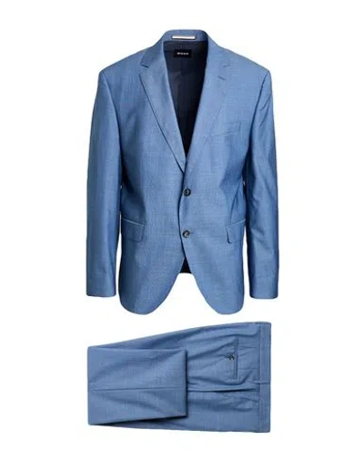 Hugo Boss Boss Man Suit Light Blue Size 46 Virgin Wool, Silk, Elastane