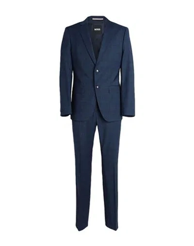 Hugo Boss Boss Man Suit Navy Blue Size 42 Virgin Wool, Elastane