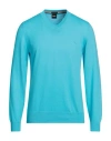 Hugo Boss Boss Man Sweater Azure Size Xl Cotton In Blue