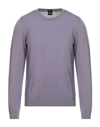 Hugo Boss Boss Man Sweater Purple Size M Virgin Wool In Silver