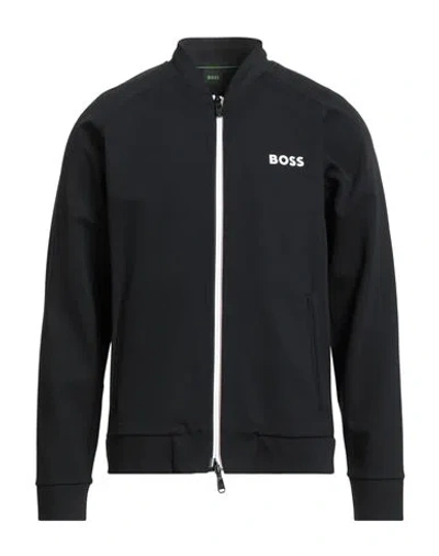 HUGO BOSS BOSS MAN SWEATSHIRT BLACK SIZE XXL POLYAMIDE, ELASTANE