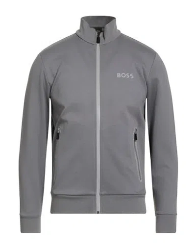 Hugo Boss Boss Man Sweatshirt Grey Size M Cotton, Polyester In Gray