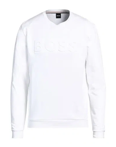 Hugo Boss White Embossed Sweatshirt In 100 White
