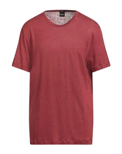 Hugo Boss Boss Man T-shirt Brick Size 3xl Linen In Brown