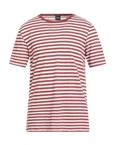 Hugo Boss Boss Man T-shirt Chocolate Brown Size Xxl Cotton, Linen
