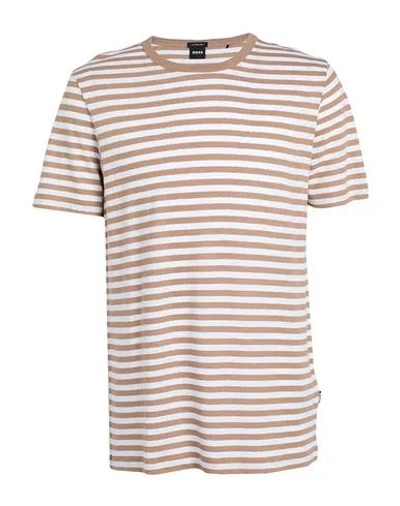HUGO BOSS BOSS MAN T-SHIRT SAND SIZE XL COTTON, LINEN