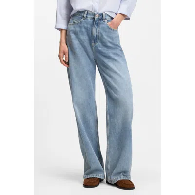Hugo Boss Boss Marlene Wide Leg Nonstretch Jeans In Blue