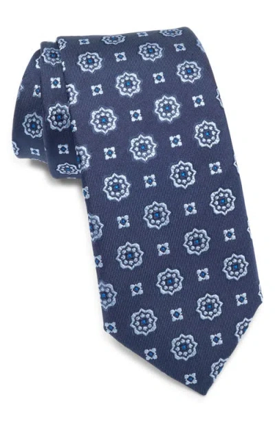 Hugo Boss Boss Medallion Silk Blend Tie In Blue