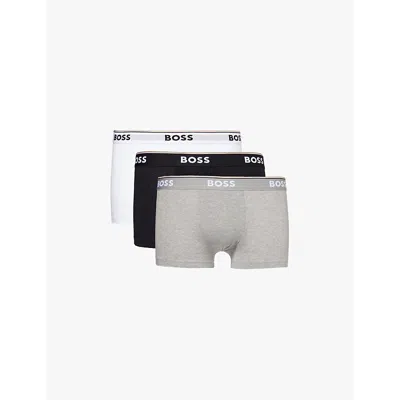 Hugo Boss Boss Mens Assorted Pre Branded Waistband Stretch-cotton Boxer Trunks