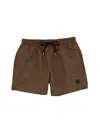 Hugo Boss Logo-label Swim Shorts With Seasonal Pattern In Brown