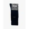 Hugo Boss Mens Intarsia-logo Crew-length Pack Of Two Cotton-blend Knit Socks Black In Black