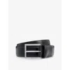 Hugo Boss Leather Belt With Square Logo-engraved Buckle In Black