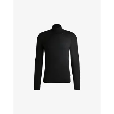 Hugo Boss Slim-fit Rollneck Sweater In Virgin Wool In Black