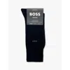Hugo Boss Mens Intarsia-logo Crew-length Pack Of Two Cotton-blend Knit Socks Black In Black