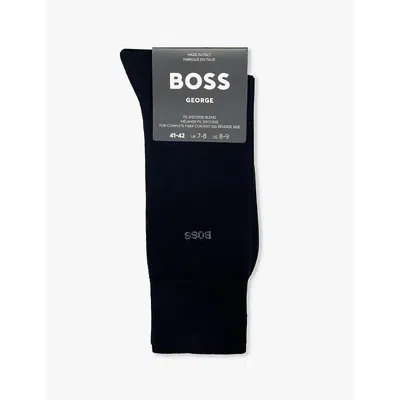 HUGO BOSS MENS BLACK GEORGE BRANDED-PRINT COTTON SOCKS