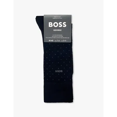 Hugo Boss Mens Boss George Dotted-pattern Cotton-blend Socks In Black