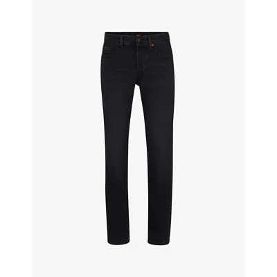 Hugo Boss Mens Boss Tapered-fit Straight-leg Stretch-denim Jeans In Black