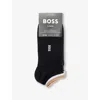 Hugo Boss Boss Mens Black Uni Striped Pack Of Two Cotton-blend Ankle-rise Socks In Black
