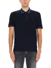 Hugo Boss Boss Polo Shirt With Machined Details In Blue