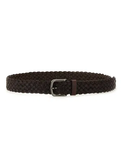 Hugo Boss Boss Braided Belt In Brown