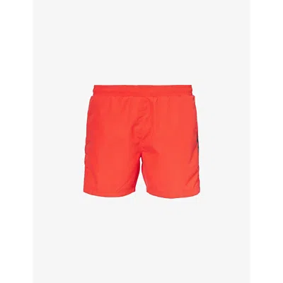 Hugo Boss Boss Mens Bright Red Logo-print Regular-fit Recycled-polyester Swim Shorts