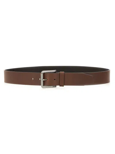 Hugo Boss Boss Men Cintura Con Fibbia In Brown