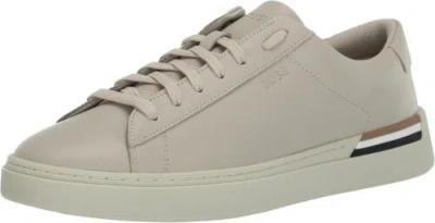 Pre-owned Hugo Boss Boss Men's Clint Leather Cupsole Sneaker In Natural Beige
