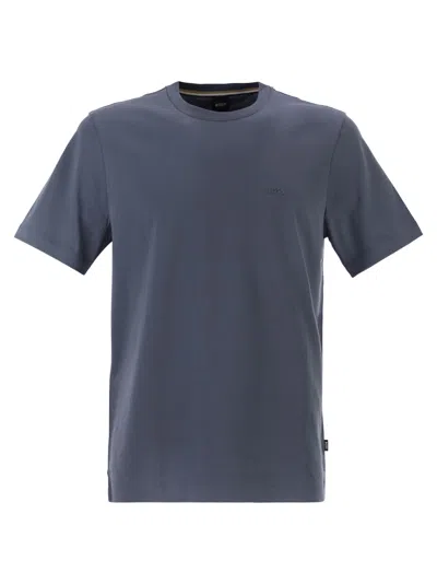 Hugo Boss Boss Men Cotton Jersey T-shirt With Logo In Blue