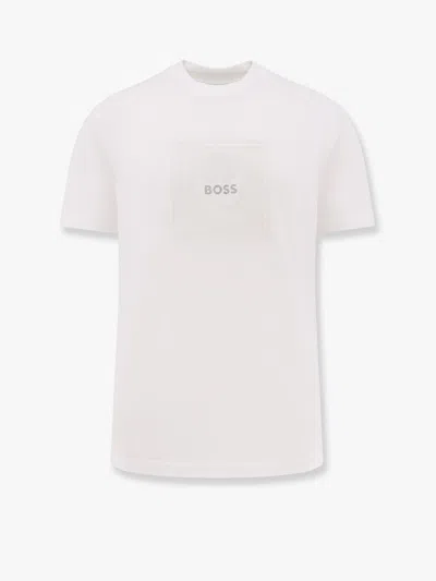 Hugo Boss Boss Men Cotton Jersey T-shirt With Print On The Front In White
