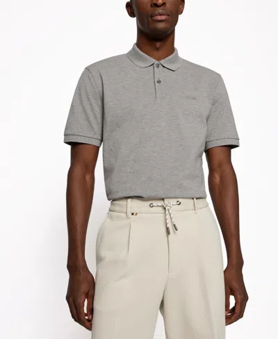 Hugo Boss Boss Men's Cotton Polo Shirt In Silver Tone