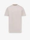 Hugo Boss Ribbed Crew-neck Cotton T-shirt With Side Slits In Neutral