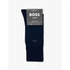 Hugo Boss Boss Mens Dark Blue George Branded-print Cotton Socks