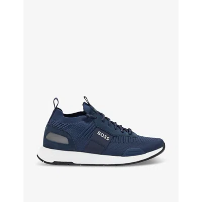 Hugo Boss Titanium-runn-knst-n Sneaker In Blue