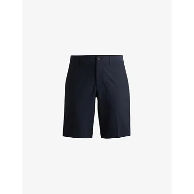 Hugo Boss Slim-fit Shorts In Water-repellent Easy-iron Fabric In Dark Blue